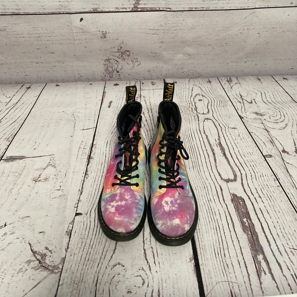 Dr Martens 1460J Boots Size US 5 Ladies Soft Suede Tie Dye Lace Up multicolor - Picture 3 of 9